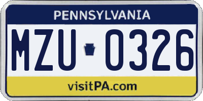 PA license plate MZU0326