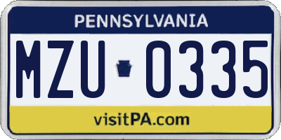 PA license plate MZU0335