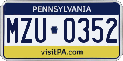 PA license plate MZU0352