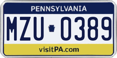 PA license plate MZU0389