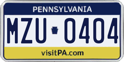 PA license plate MZU0404