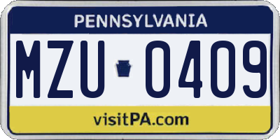 PA license plate MZU0409
