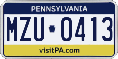 PA license plate MZU0413