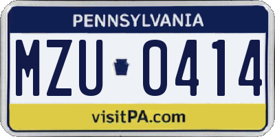 PA license plate MZU0414