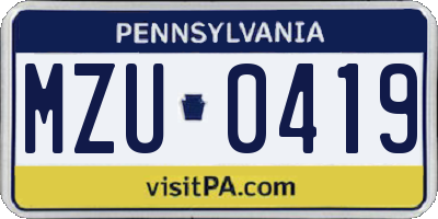 PA license plate MZU0419
