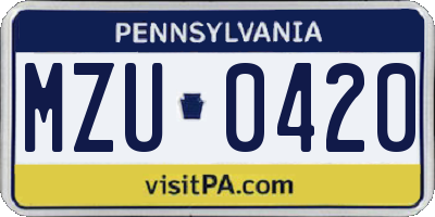 PA license plate MZU0420