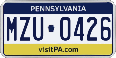 PA license plate MZU0426
