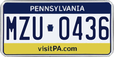 PA license plate MZU0436