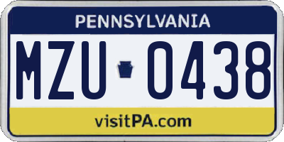 PA license plate MZU0438