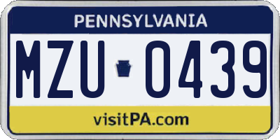 PA license plate MZU0439