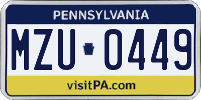 PA license plate MZU0449
