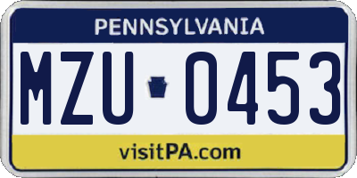 PA license plate MZU0453