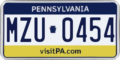PA license plate MZU0454