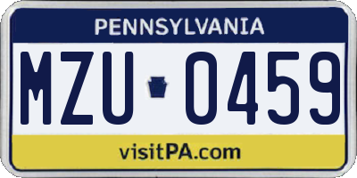 PA license plate MZU0459