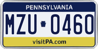 PA license plate MZU0460