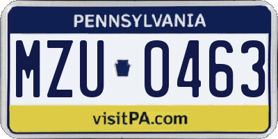 PA license plate MZU0463