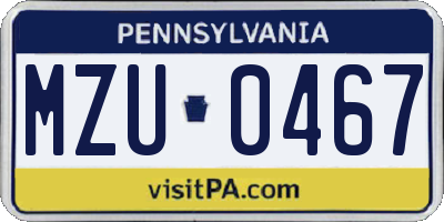 PA license plate MZU0467