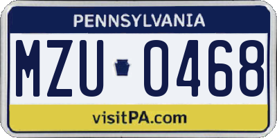 PA license plate MZU0468