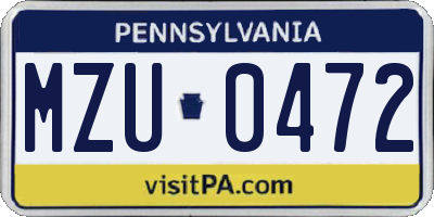 PA license plate MZU0472