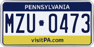 PA license plate MZU0473