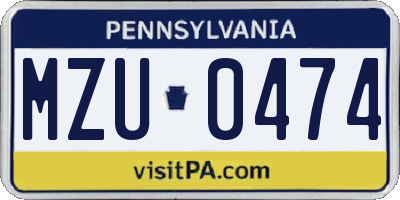 PA license plate MZU0474