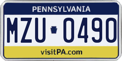 PA license plate MZU0490