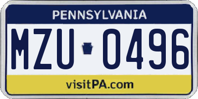 PA license plate MZU0496