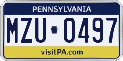 PA license plate MZU0497