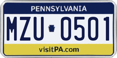 PA license plate MZU0501