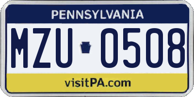 PA license plate MZU0508