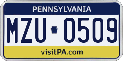 PA license plate MZU0509