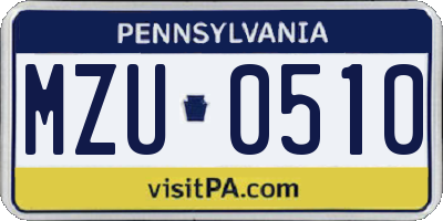 PA license plate MZU0510