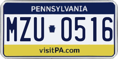 PA license plate MZU0516