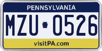 PA license plate MZU0526