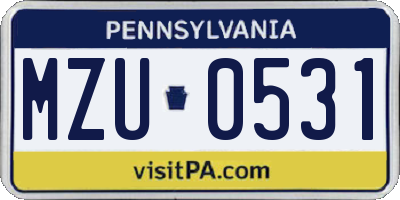 PA license plate MZU0531