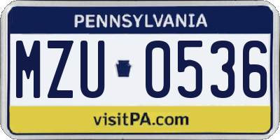 PA license plate MZU0536