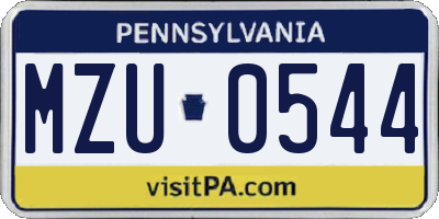 PA license plate MZU0544