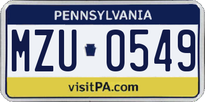 PA license plate MZU0549