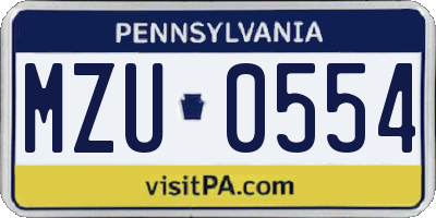 PA license plate MZU0554