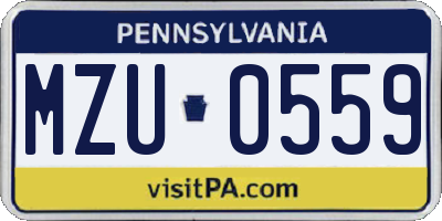 PA license plate MZU0559