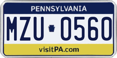 PA license plate MZU0560