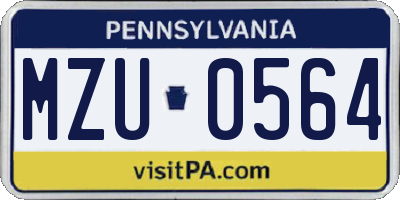 PA license plate MZU0564