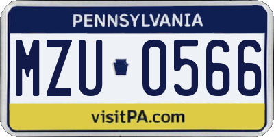 PA license plate MZU0566