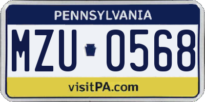 PA license plate MZU0568