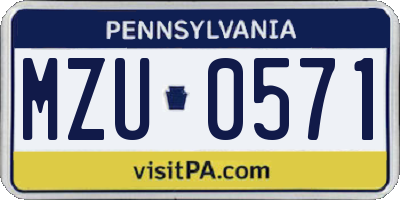 PA license plate MZU0571