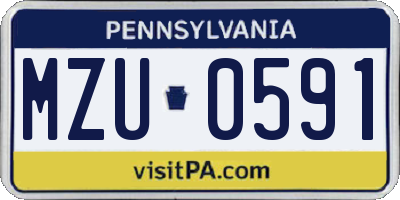 PA license plate MZU0591