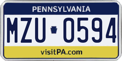 PA license plate MZU0594