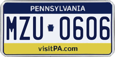 PA license plate MZU0606