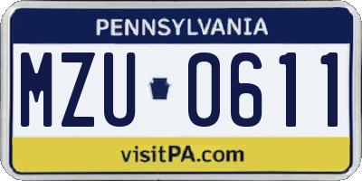 PA license plate MZU0611