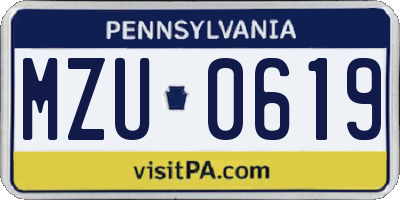 PA license plate MZU0619